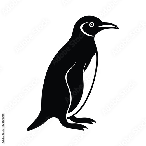 Penguin silhouette vector illustration on white background