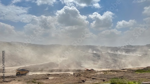 Slika na platnu Mining landscape reveals industrial impact, showcasing environmental challenge a