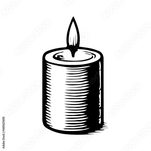 Vintage Lit Candle Illustration for Aromatherapy and Wellness Design