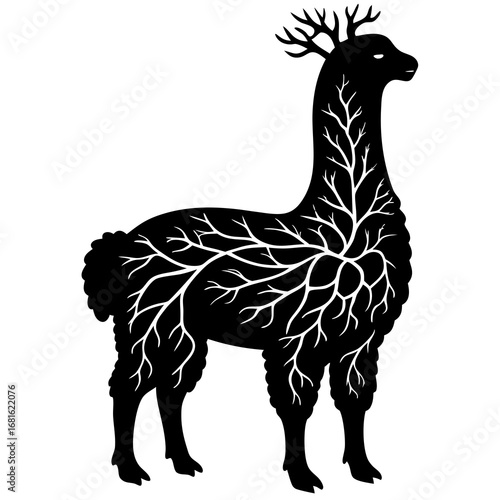 unique alpaca vector illustration on white background