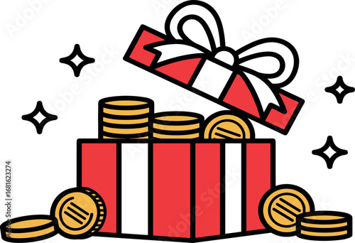Surprise Gift Box Filled with Gold Coins A Lucky Windfall