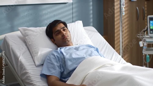 Indian Patient Resting in Modern Hospital Room