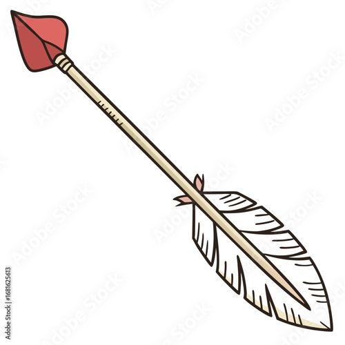 Red Arrowhead With Feather Fletching Transparent vector