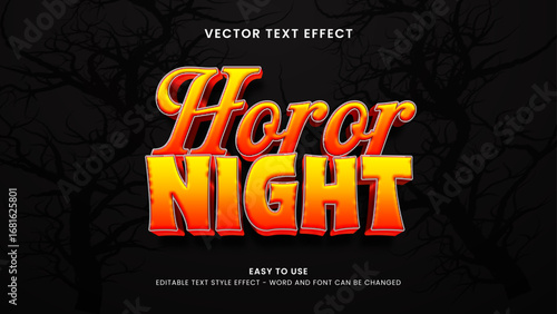 editable text effect horor night 3d style premium vector