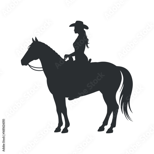 Cowgirl Silhouette Riding a Horse A Classic Western Scene on a Transparent Backdrop for Versatile Design