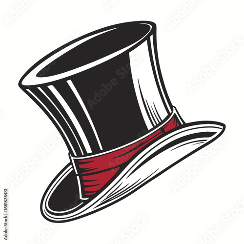 Top hat with red ribbon accents accessory