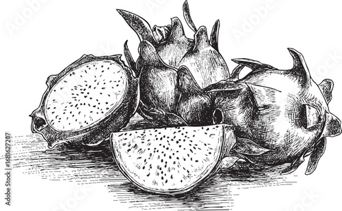 Pitaya illustration on white background. This vector illustration can be used in any size you like for advertising, logos, and other work.