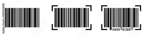 Barcode vector icon. Bar code black icon. Realistic barcode icon. Barcode vector icon with numbers. Universal product code for scanning. Fake bar code for product identification.