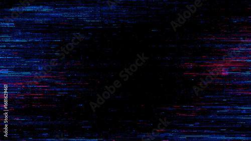 Glitch background vector with horizontal blue and red lines. Abstract digital noise effect. Technology error for data breach or cyber security concept.