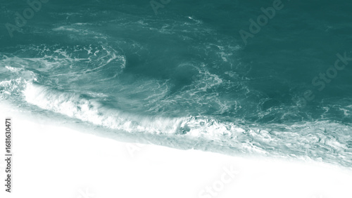 Vászonkép Ocean Shore Foam, Turquoise sea wave washing sandy beach with white seafoam text