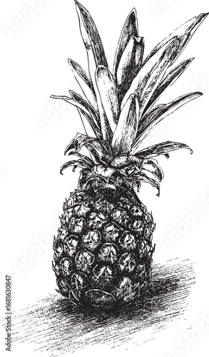 Pineapple illustration on white background. This vector illustration can be used in any size you like for advertising, logos, and other work.