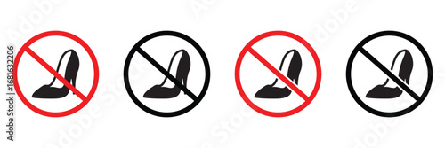 No Shoes Sign Icons Set – Footwear Restriction and Warning Symbols Vector Collection