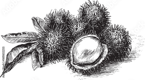 Rambutan illustration on white background. This vector illustration can be used in any size you like for advertising, logos, and other work.