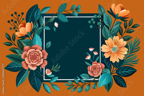 Elegant floral frame design element for invitations, greeting cards, and creative projects, perfect for adding a touch of nature and beauty to your designs, originally vector graphics