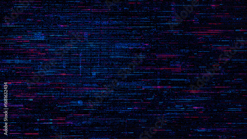 Glitch background vector abstract. Digital data distortion effect. Horizontal lines and dots creating futuristic tech patterns.