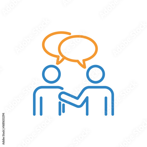Dialogue Icon Vector Illustration Depicting Communication and Discussion Between Two People with Speech Bubbles on a Transparent Background