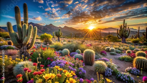Arizona desert landscape at sunset time