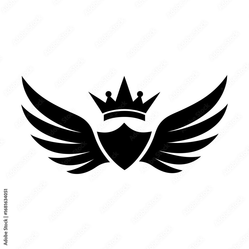 Obraz premium Crown with wings logo royal luxury emblem vector design isolated on white background simple style