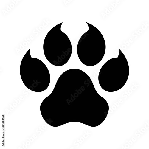 Minimal lion paw print wild animal symbol silhouette vector design isolated on white background