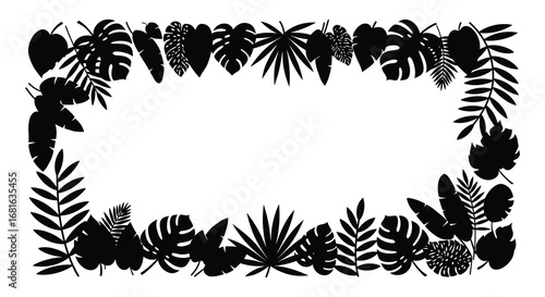 a variety of tropical leaves forming an elegant frame