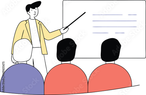 Teacher presenting to students in a classroom setting