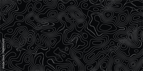 Layered topographic lines forming smooth flowing abstract landscape for modern design