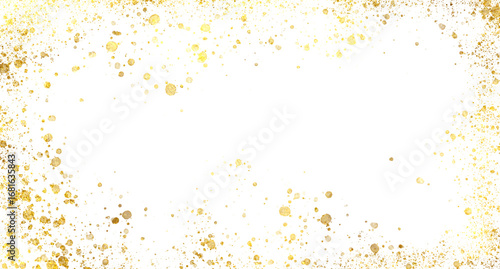 Gold Sparkle Splatter, Foil Frame, Glitter Dust, and Golden Brush Stroke on Transparent Background – Perfect for Celebration Designs	