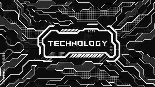 Modern cyberpunk poster. Futuristic technology background