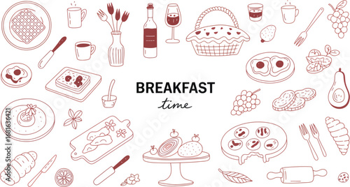 Minimalist Breakfast Time Illustration Food & Drink Icons