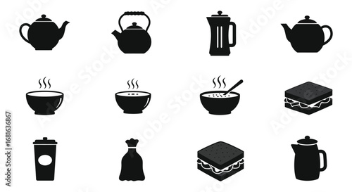 various tea pots cups and containers for brewing beverages
