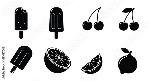 summer treats ice cream popsicles cherries lemon slices