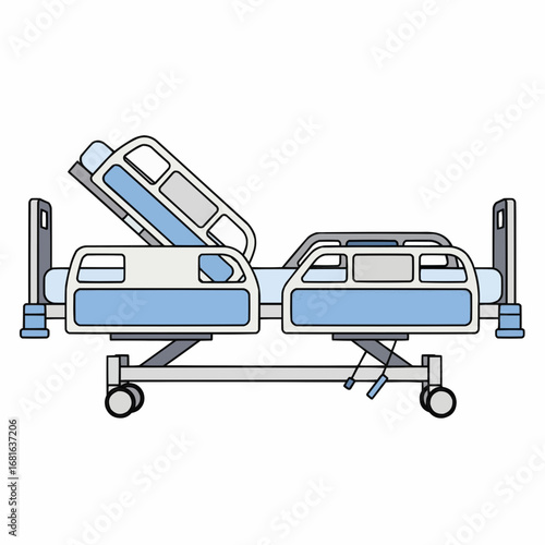 Hospital Bed Illustration: Medical Equipment for Patient Care and Recovery