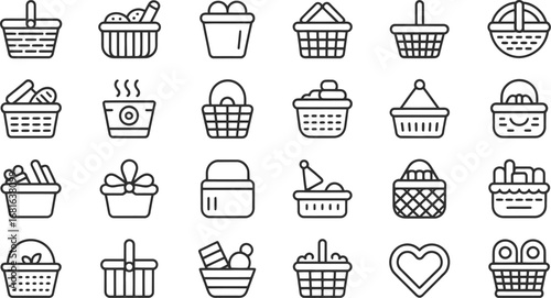 Collection of Minimalist Basket Icons 25 Unique Designs