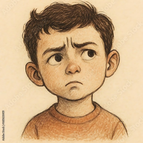 Boy's Deep Confusion: A Puzzled Face