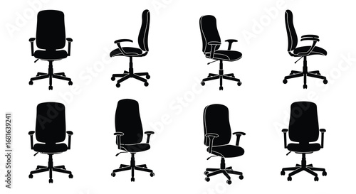 office chairs arranged neatly in rows showing various designs