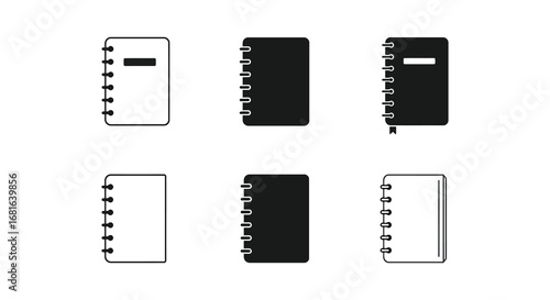 six notebooks arranged neatly in two rows showing variety