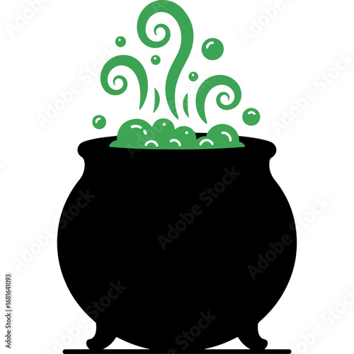 Fantasy themed cauldron illustration—ideal vector artwork for Halloween night posters, spooky party decorations, festival invitations, children's storybook covers, and graphics projects.