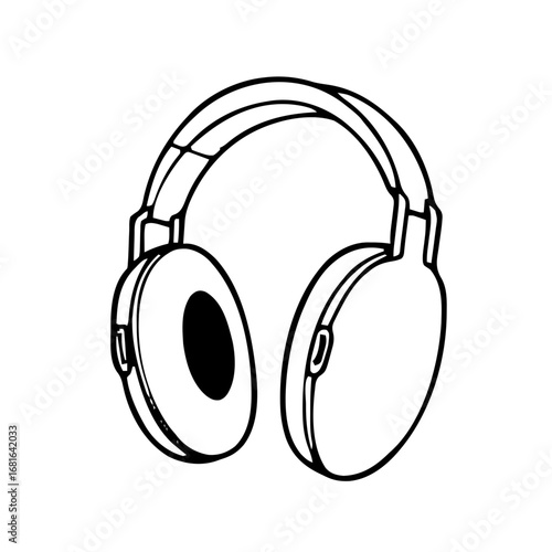 black and white headphones drawing clip art preview