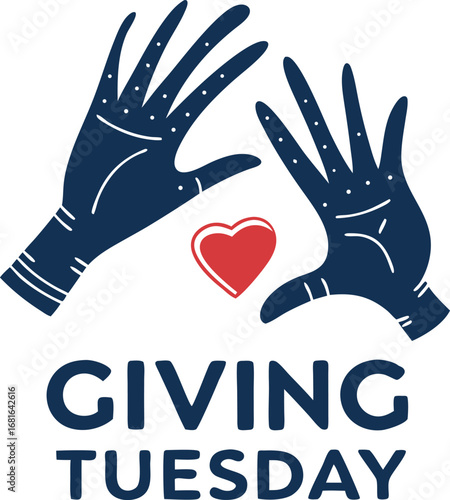 Giving Tuesday hands and heart logo with transparent background charity