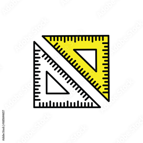 Set Square Ruler Icon: Precision Measurement Tool for Geometry, Engineering, and Design on Transparent Background for Accurate Calculations