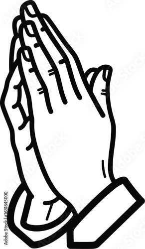 Iconic praying hands symbol a gesture of faith hope and devotion with clean outline detail vector