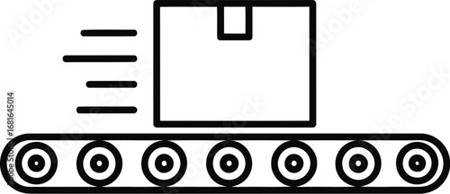 Automated production line conveyor belt moving box for shipping and logistics operations vector