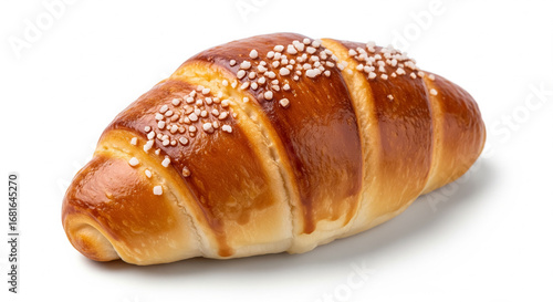 A Freshly Baked Japanese Salt Bread Roll on a White Background