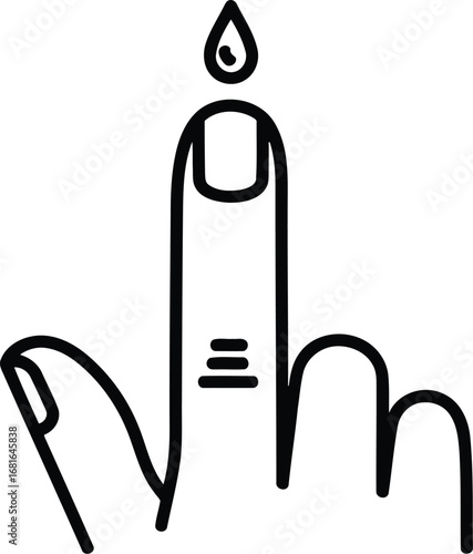 Close-up of a finger with a drop of blood on the fingertip representing diabetes testing or medical symbol vector