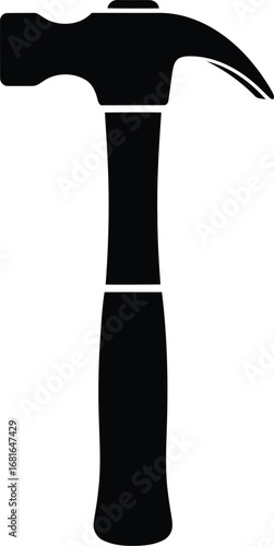 Classic black silhouette of a claw hammer symbol isolated on for design vector