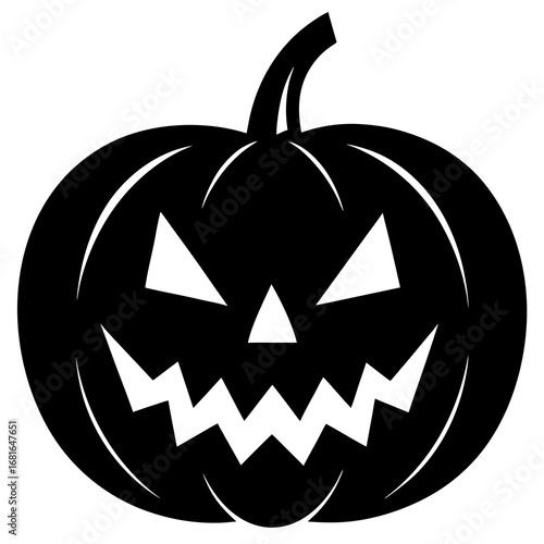 Black halloween pumpkin carved face jack o lantern
