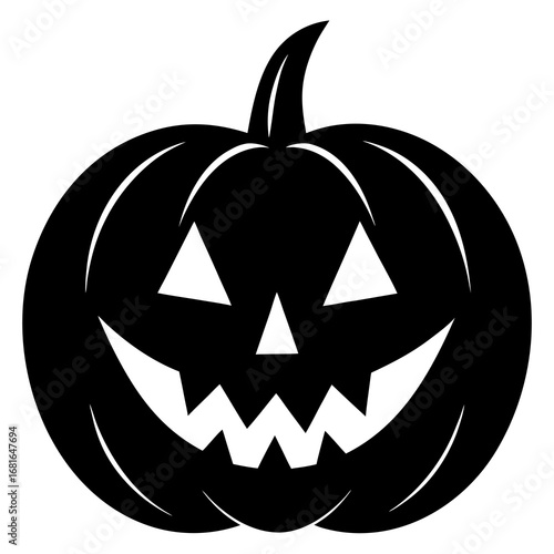 Black halloween pumpkin carved face jack o lantern