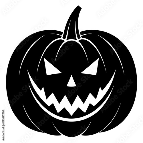 Black silhouette carved halloween pumpkin jack o lantern