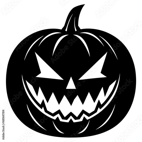 Black silhouette carved halloween pumpkin face jack o lantern