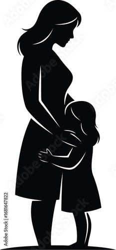 Mother and child silhouette embracing affectionately tender moment of love and nurturing family bond vector